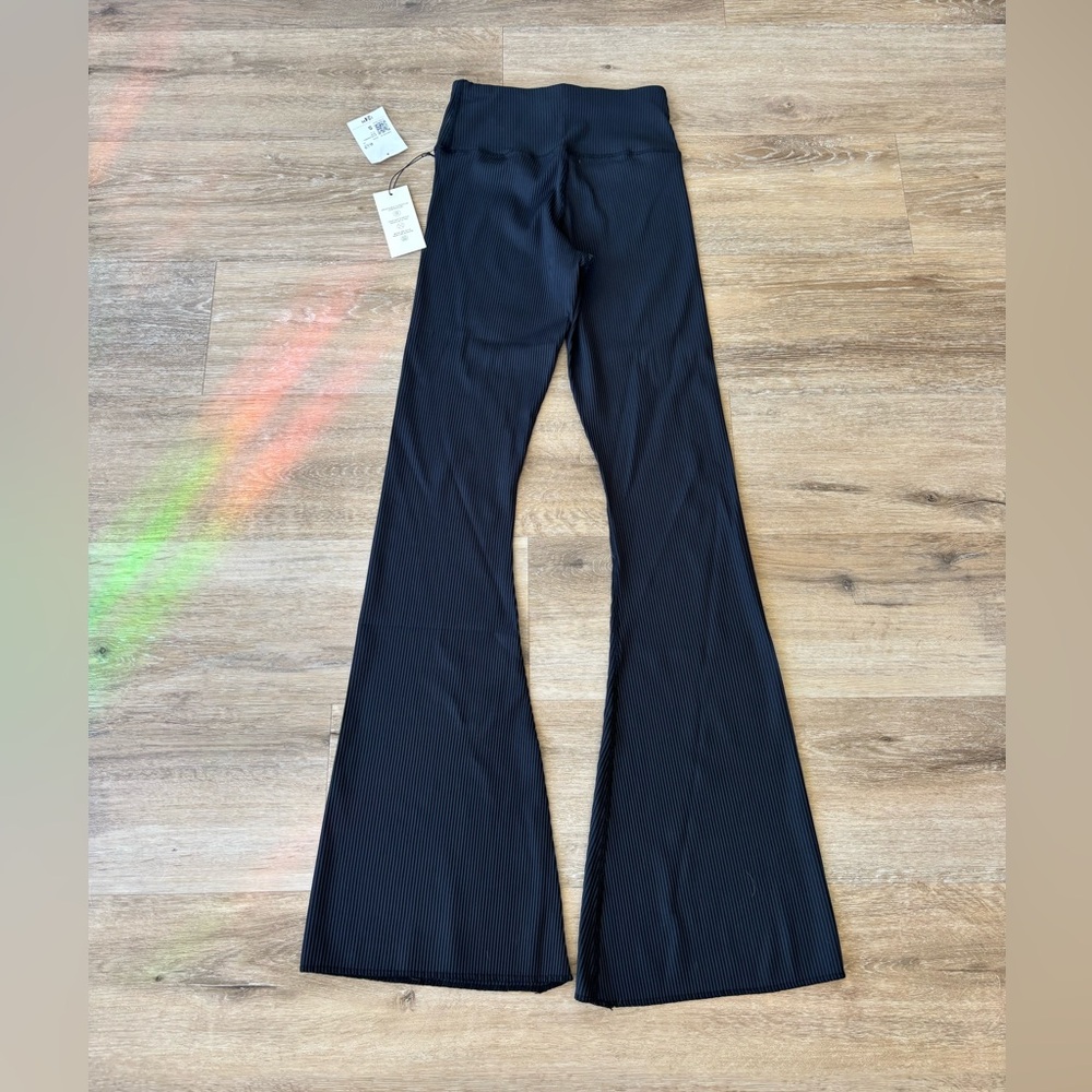 Black Flared Ribbed Leggings